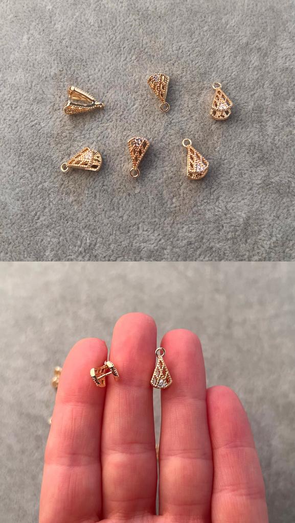 Бэйл с позолотой и фианитами 13 х 7 мм