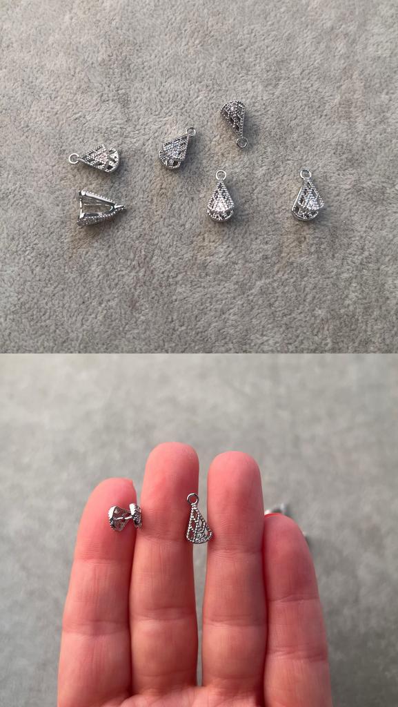 Бэйл родий с фианитами 13 х 7 мм