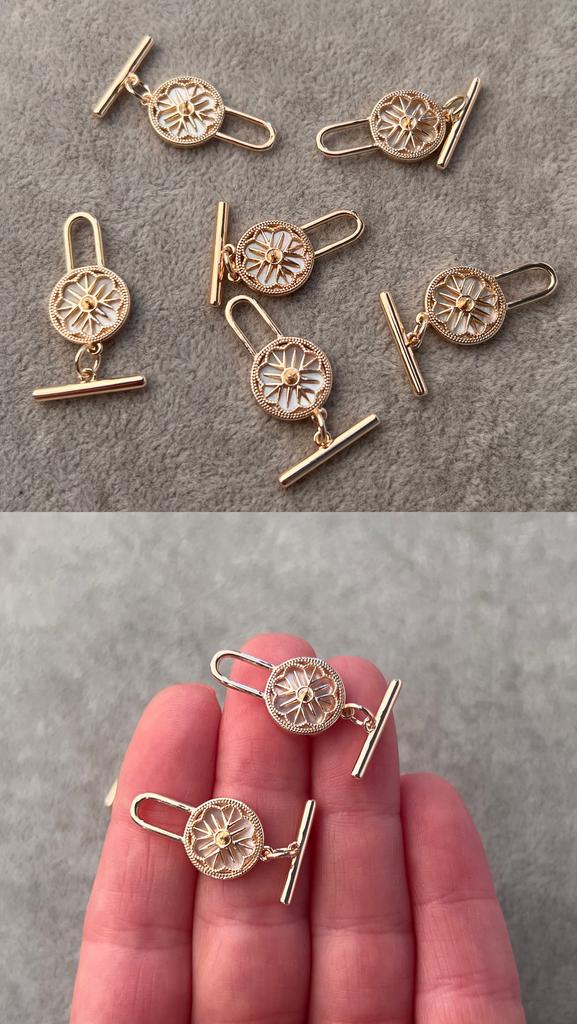 Тогл с позолотой и перламутром 23 х 12 мм