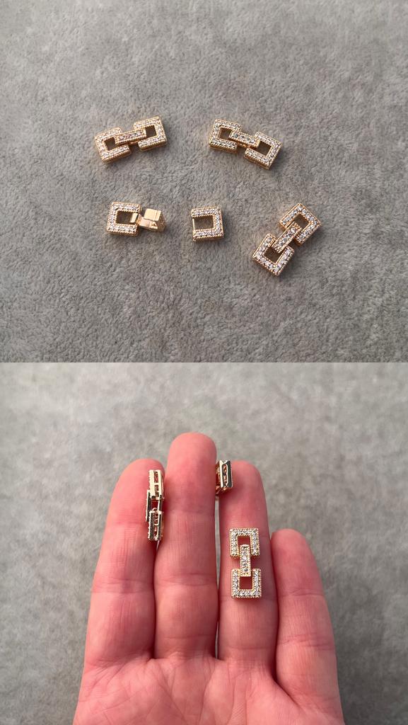 Застежка с позолотой и фианитами 20 х 8 мм