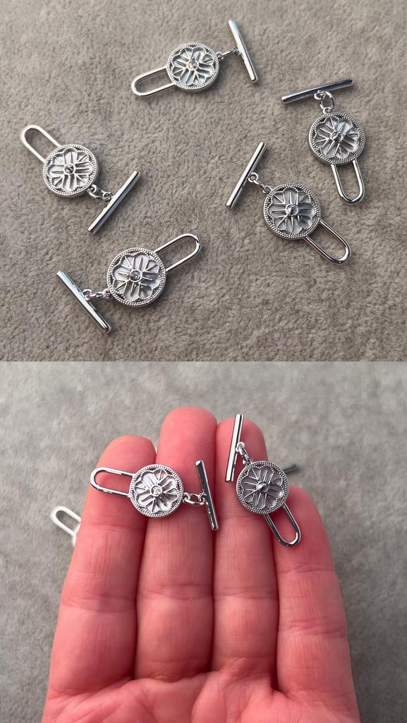 Тогл родий с перламутром 23 х 12 мм