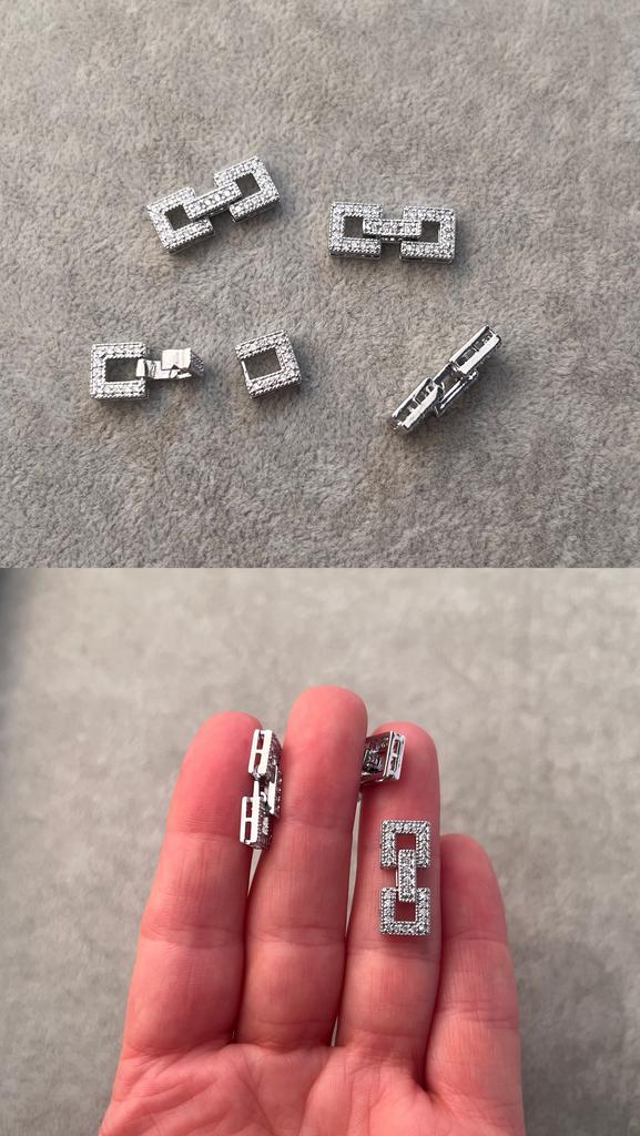 Застежка родий с фианитами 20 х 8 мм