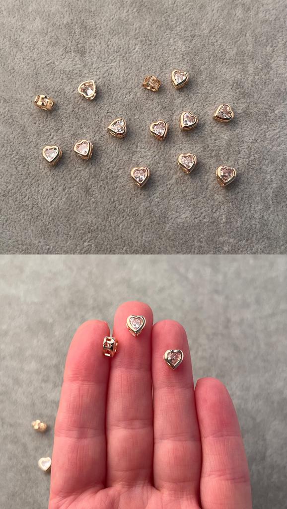 Бусины с позолотой и фианитами 6 х 7 мм