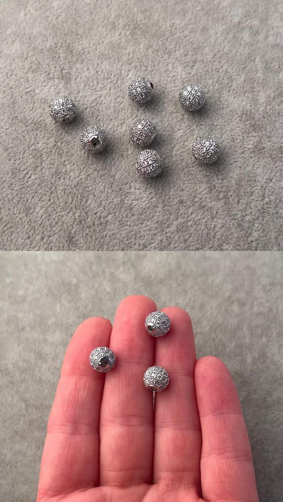 Бусины родий с фианитами 8 мм