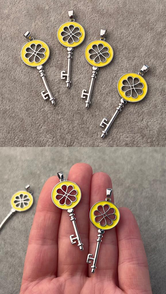 Подвеска родий с эмалью 42 х 17 мм