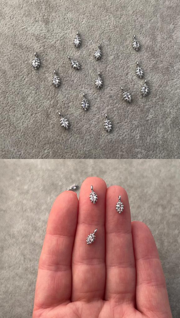 Подвеска родий с фианитом 4.2 х 9 мм