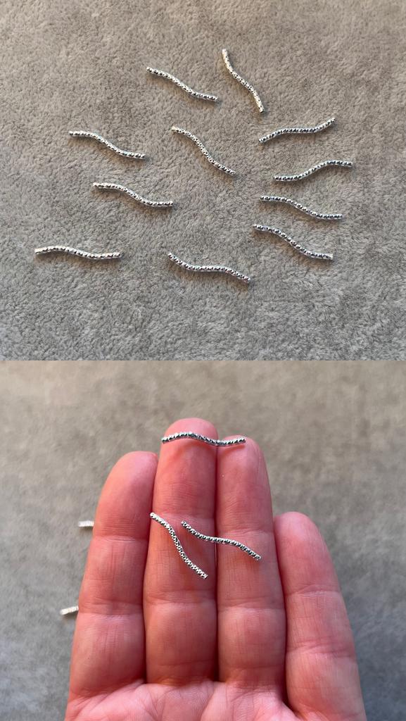 Трубочки серебро 925 пр изогнутые 20 х 1.5 мм