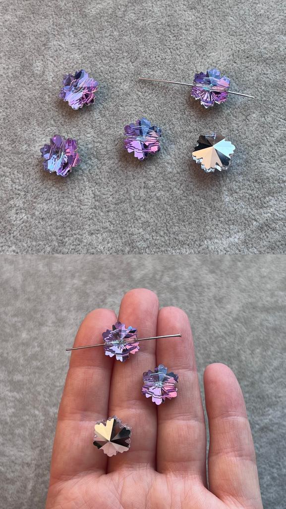 Бусина сквозная снежинка с/хрусталь  12 х 14 мм