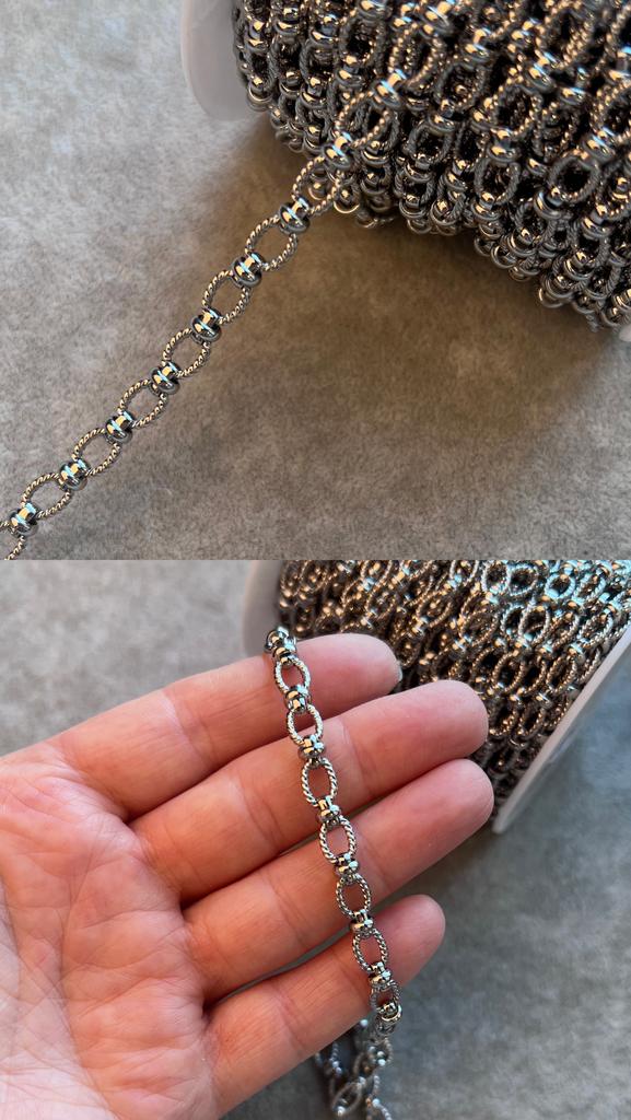 Цепь родий 9 х 6 мм