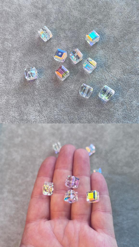 Бусина стекло с АВ напылением 8 мм