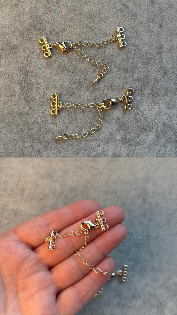 Карабин 12 мм с коннекторами и цепочкой - позолота