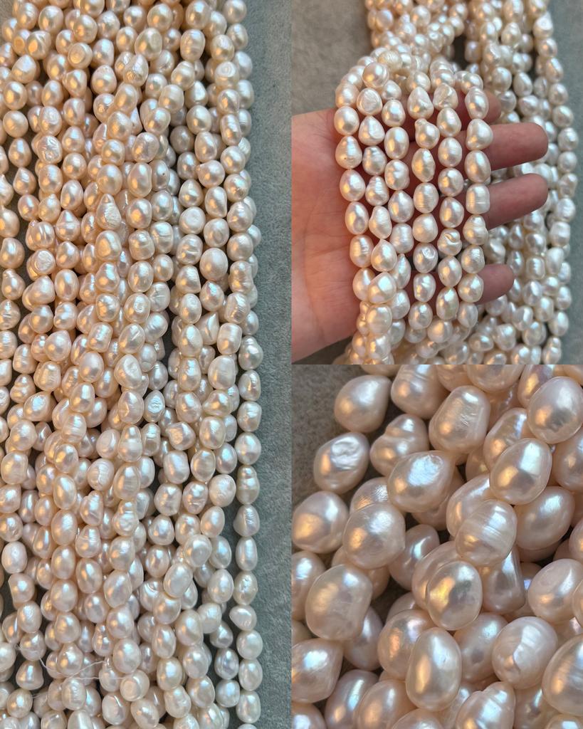 Жемчуг речной белый 8-9 х 11-12 мм