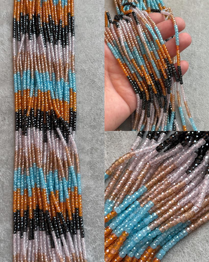 Цирконы микс 5 цветов рондели 3 х 2.5 мм