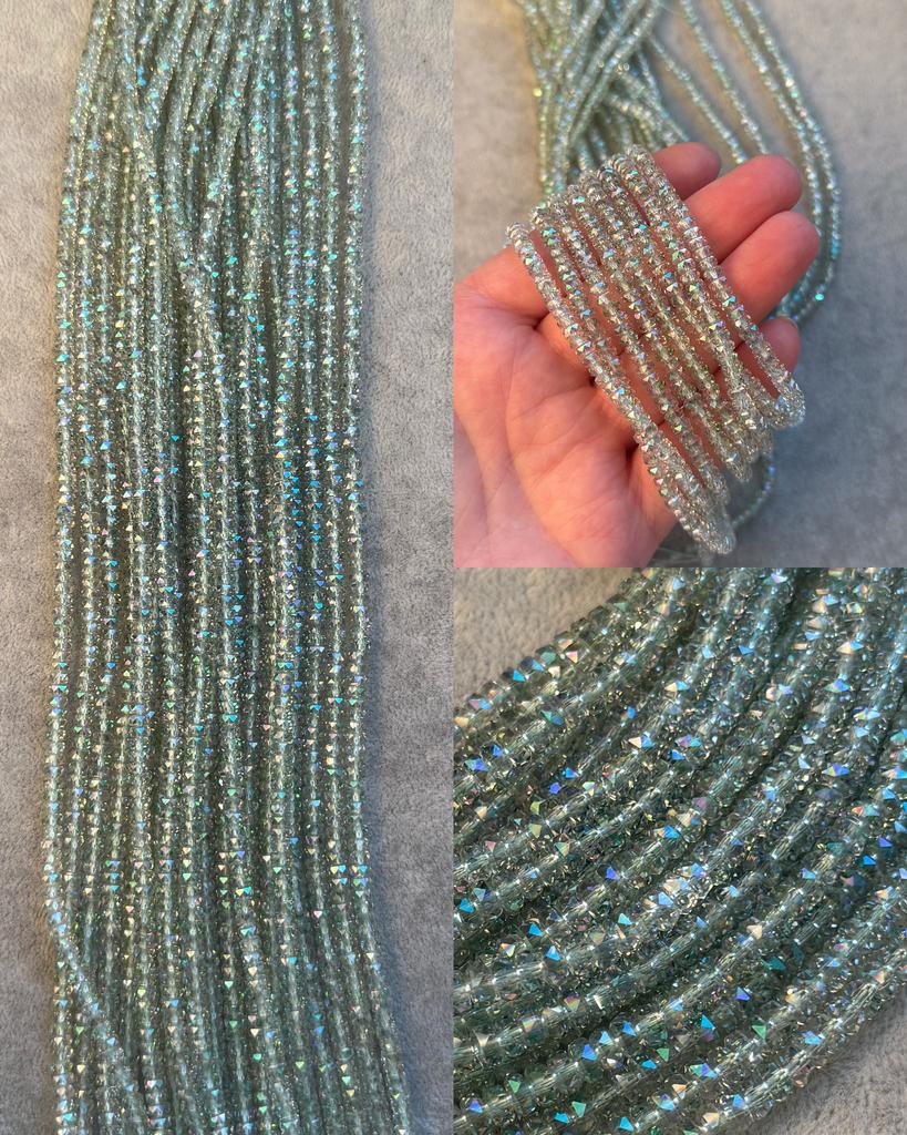 Хрусталь высокого качества в огранке  зеленый АВ 4 х 2.5 мм 37 см