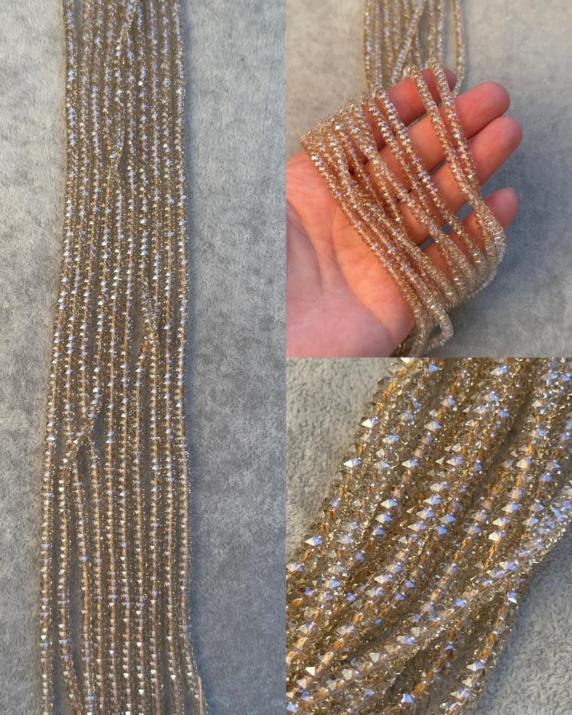 Хрусталь высокого качества в огранке персиковый 4 х 2.5 мм 37 см