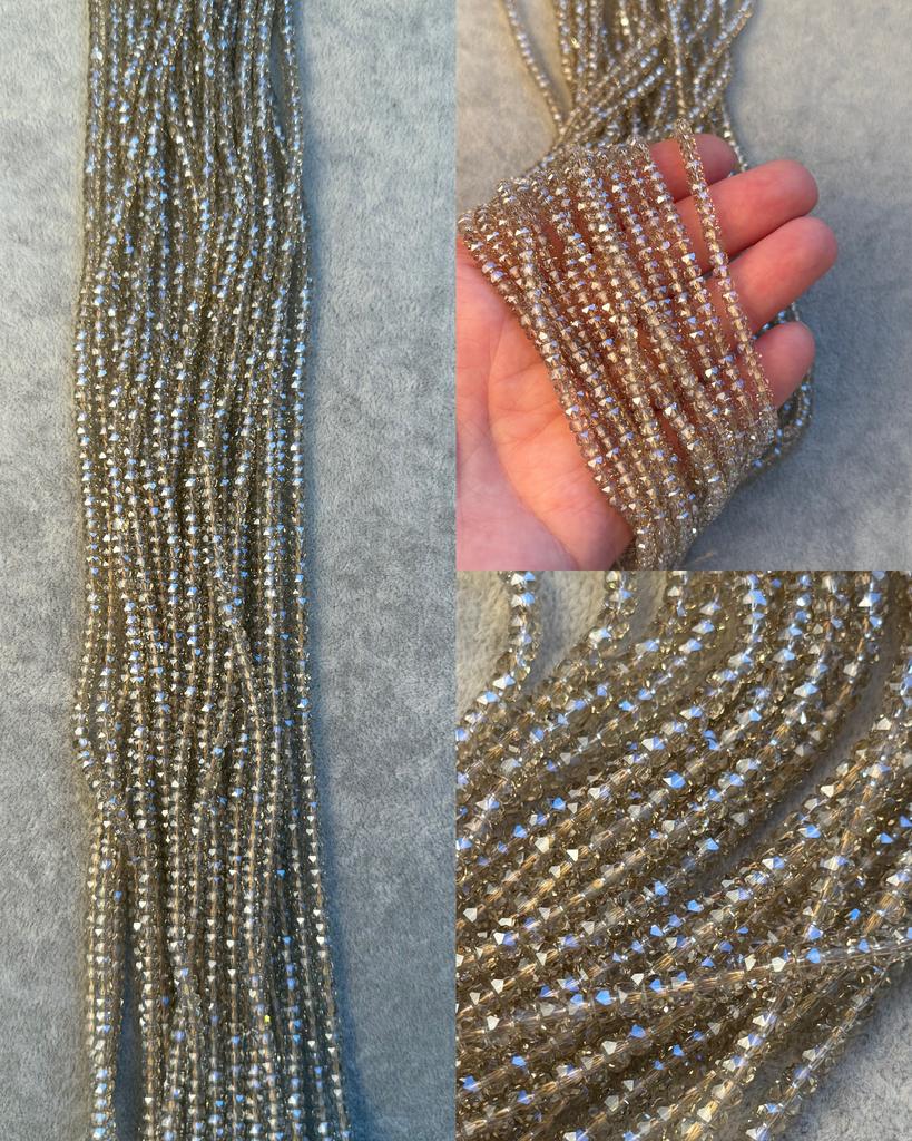 Хрусталь высокого качества в огранке серо-персиковый 4 х 2.5 мм 37 см