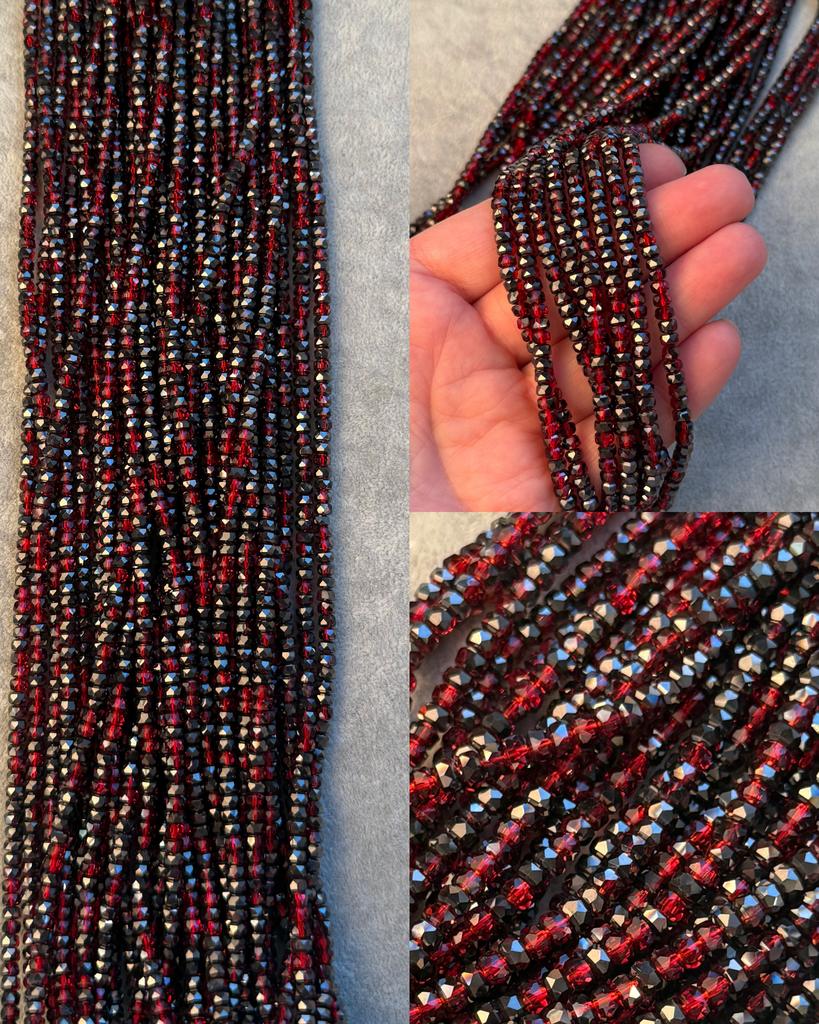 Хрусталь высокого качества в огранке красный 4 х 2.5 мм 37 см