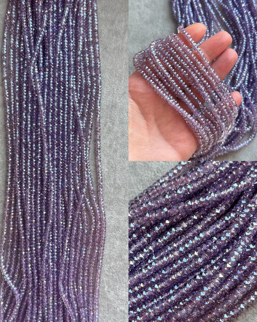 Хрусталь высокого качества в огранке сиреневый 4 х 2.5 мм 37 см