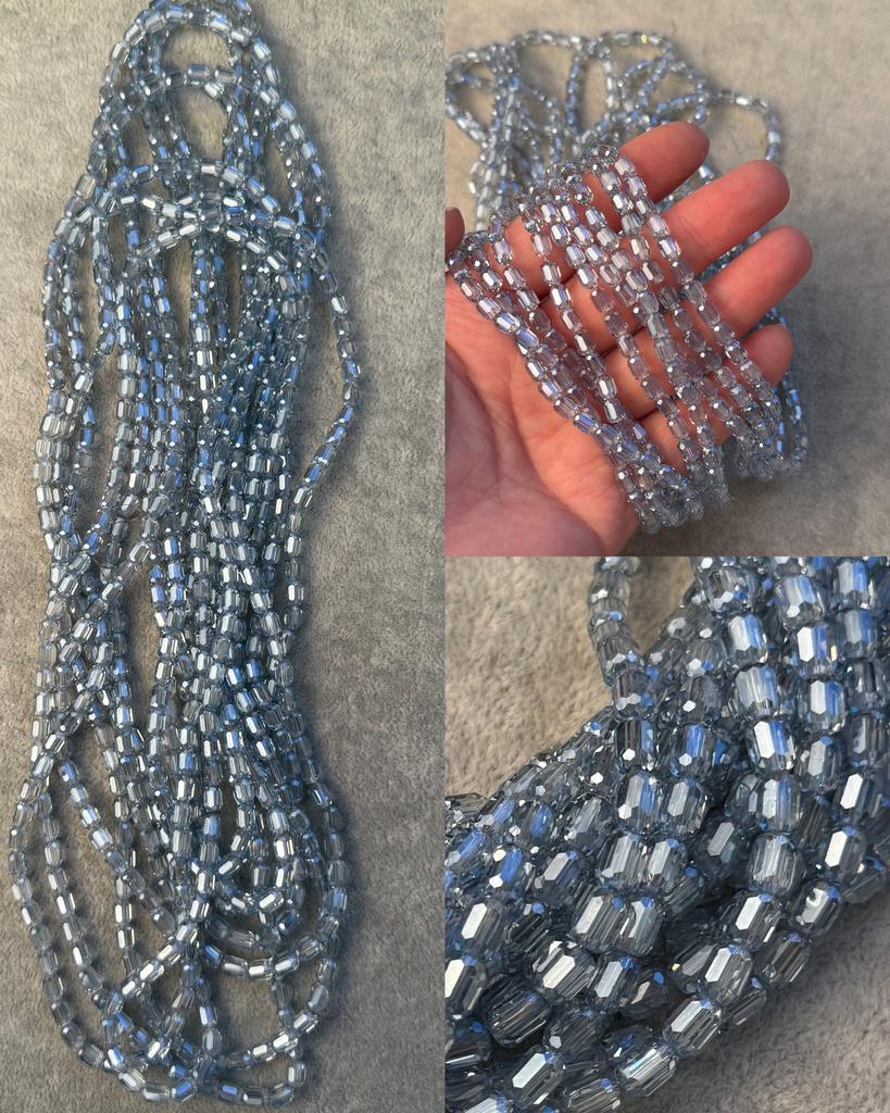 Хрусталь хорошего качества в огранке голубой 6 х 4 мм 46 см