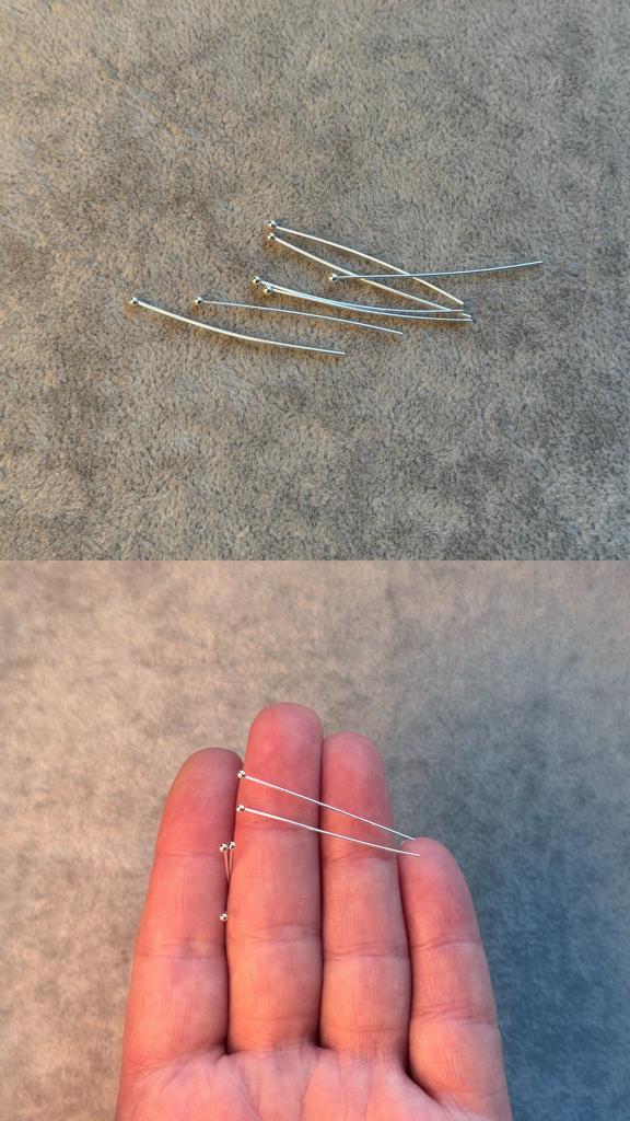 Пины с шариком серебро 925 пр 35 мм, толщина 0,6 мм