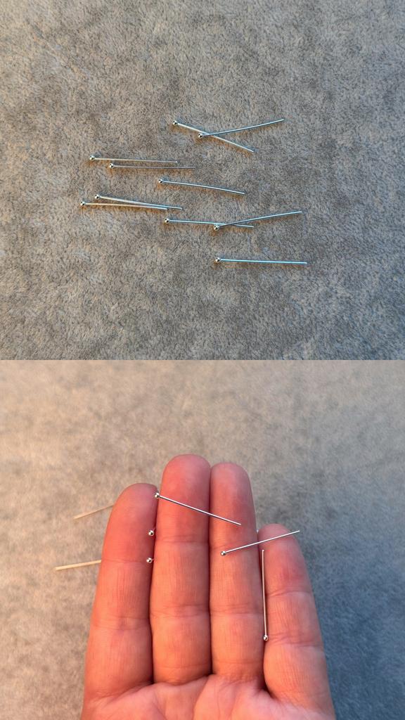 Пины с шариком серебро 925 пр 25 мм, толщина 0.7 мм