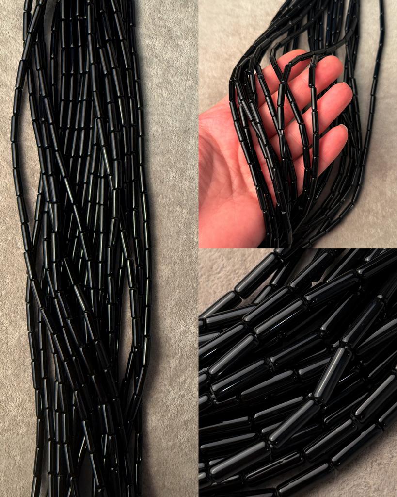 Черный агат трубочки 13 х 4 мм