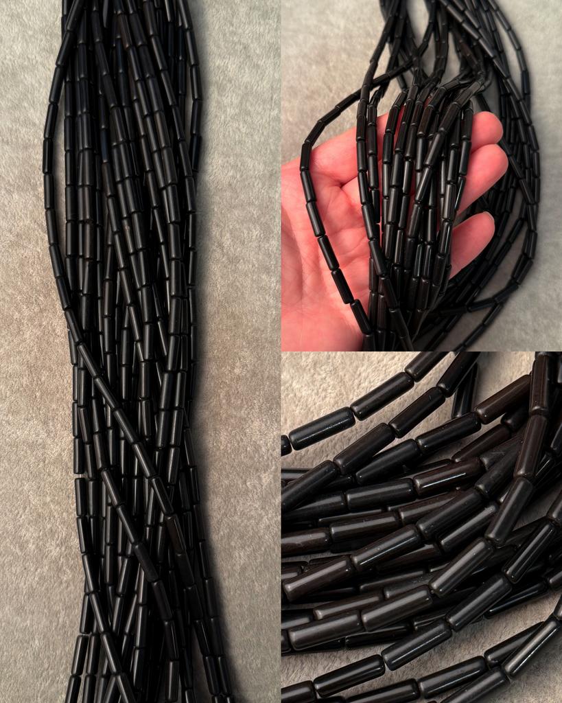 Агат черный трубочки (не полирован) 13 х 4 мм