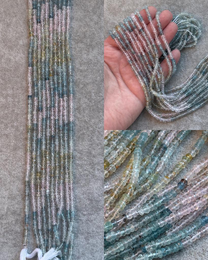 Бериллы элит высокой чистоты  4 х 2 мм в огранке 33 см