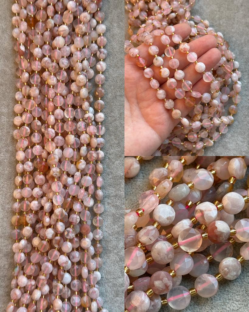 Агат "Сакура" граненый 8,5 х 5 мм