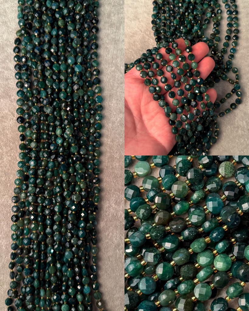 Агат "моховый" граненый 6.5 х 4 мм