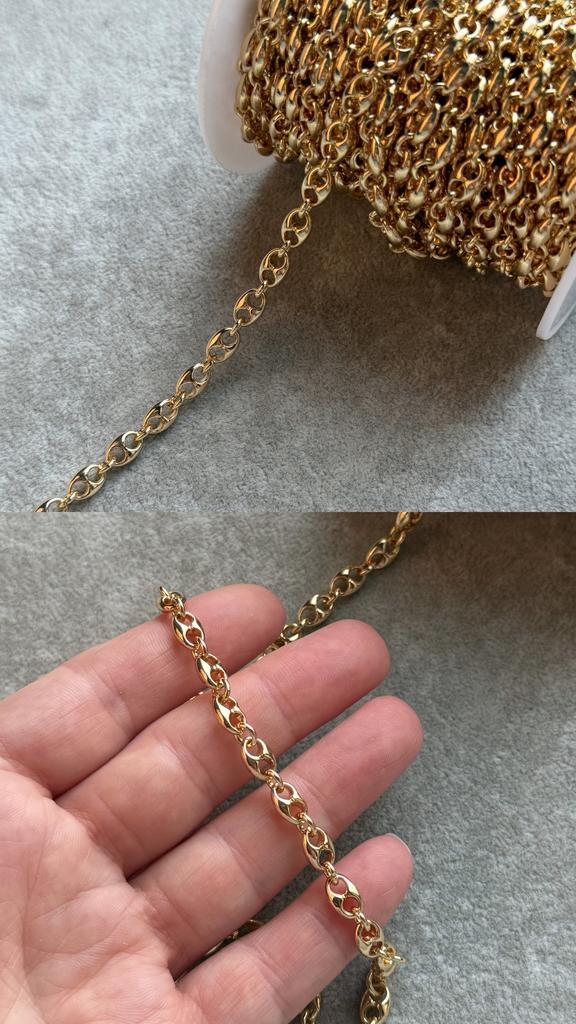 Цепь с позолотой  8 х 6 мм