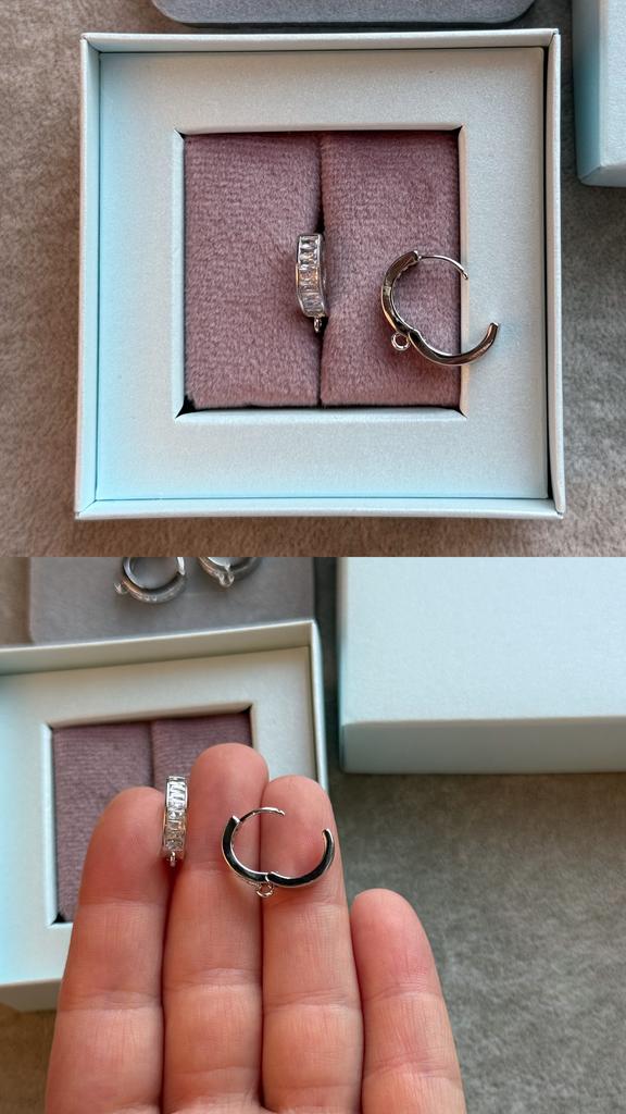 Швензы родий с фианитами 16 х 4 мм