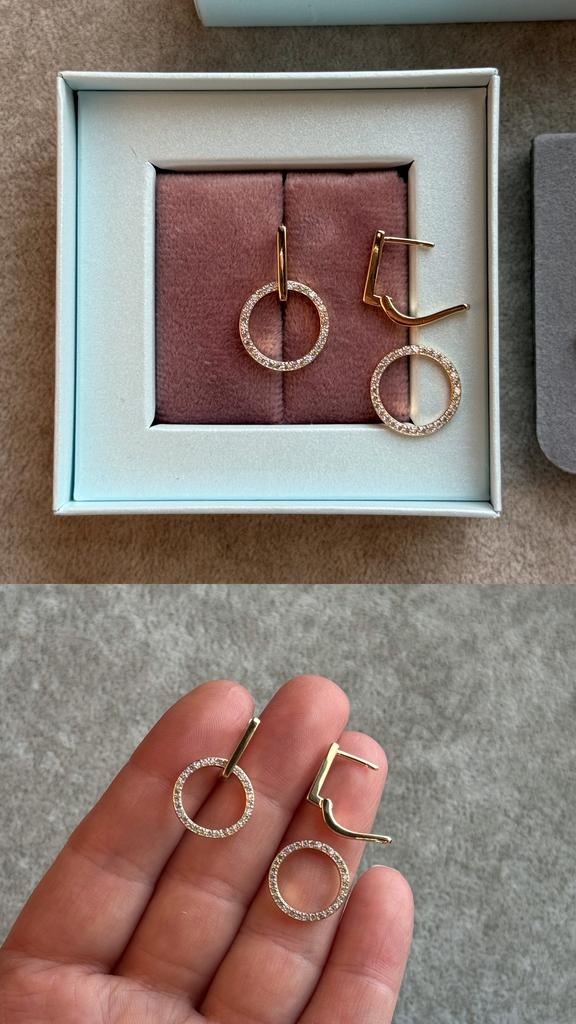 Швензы с позолотой и фианитами 23 х 15 мм