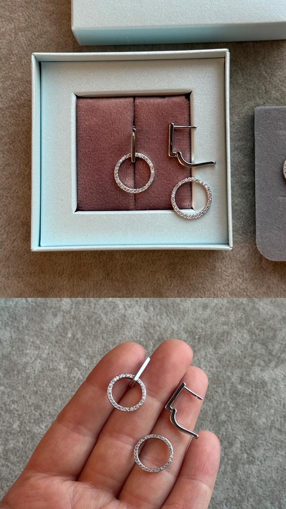 Швензы родий с фианитами 23 х 15 мм