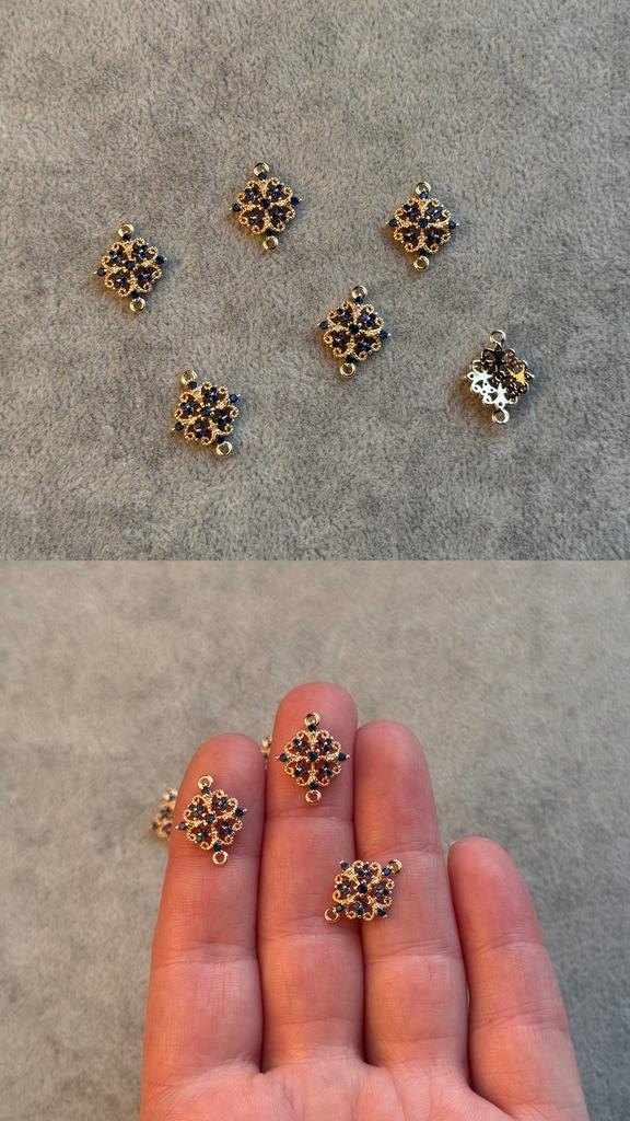 Коннектор с позолотой и цветными фианитами 12 х 16 мм