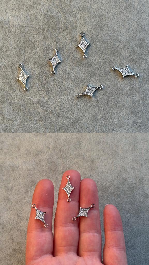 Коннекторы родий  фианитами 20 х 9.5 мм