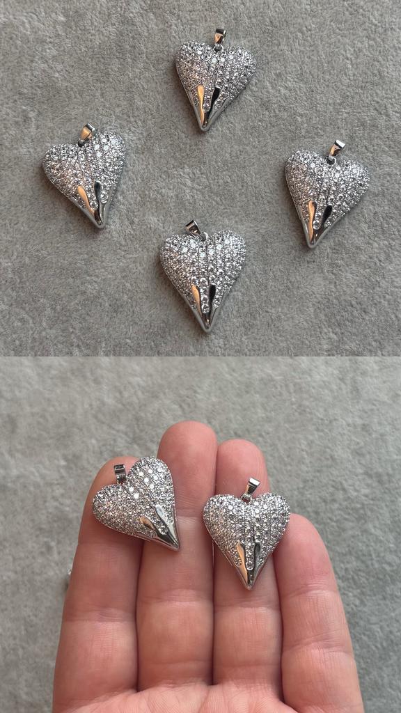 Подвеска родий с фианитами 24 х 21 мм