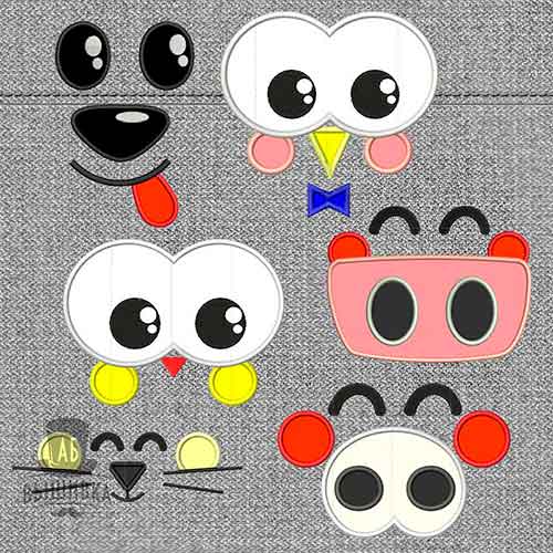 Дизайн машинной вышивки аппликации. Набор 1