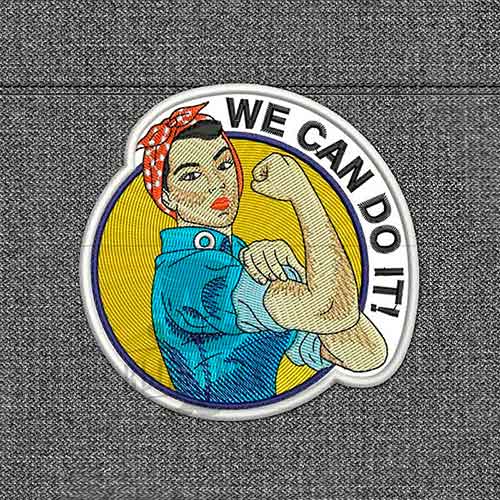 Дизайн машинной вышивки нашивки We can do it!