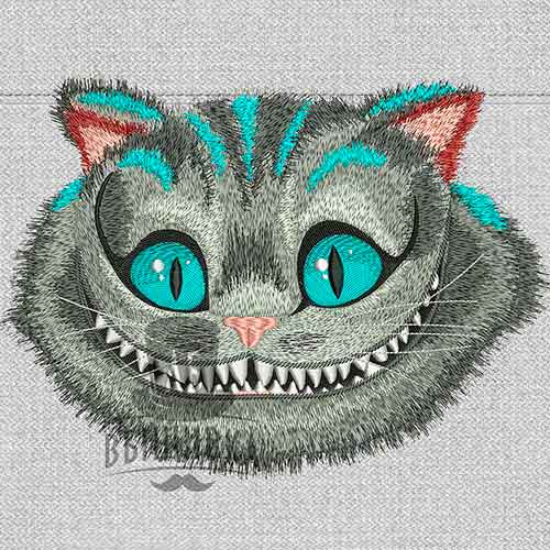 Дизайн машинной вышивки Чеширский кот 15х11 см