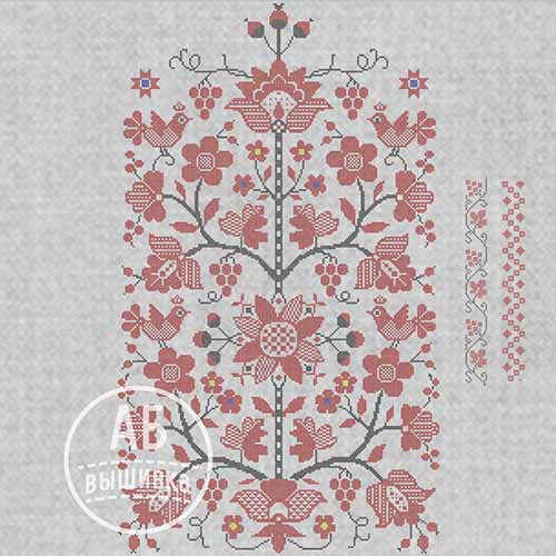 Дизайн машинной вышивки крестом Дерево жизни