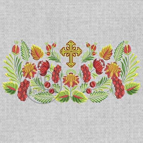 Дизайн машинной вышивки для рушныка коллекция "Петриковка". "Спаси та збережи". Крест. Цельный