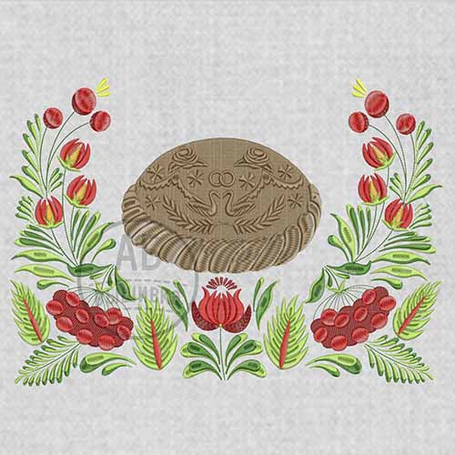 Дизайн машинной вышивки для рушныка коллекция "Петриковка". "Хліб - Сіль". Орнамент