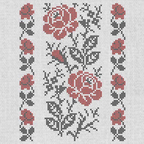 Набор дизайнов машинной вышивки крестом для женской вышиванки Розы Полтава