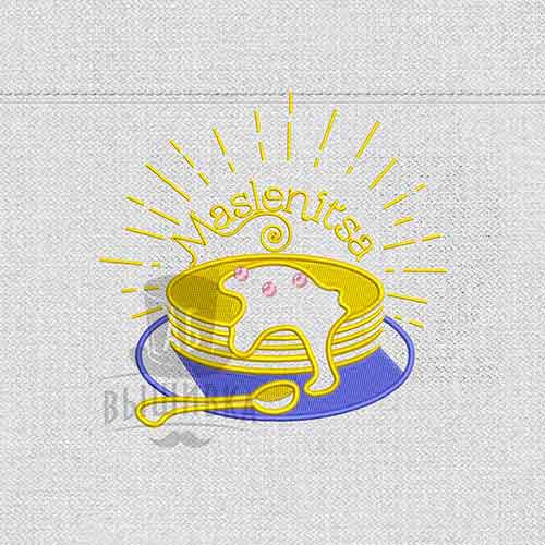 Дизайн машинной вышивки Масленица с блинами