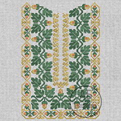 Дизайн машинной вышивки для мужской вышиванки Желуди гладью