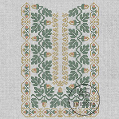 Дизайн машинной вышивки для мужской вышиванки Желуди крестиком