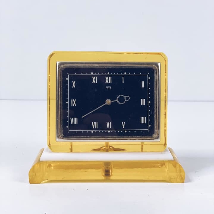 Годинник настільний вінтаж жовтий пластик WH-099