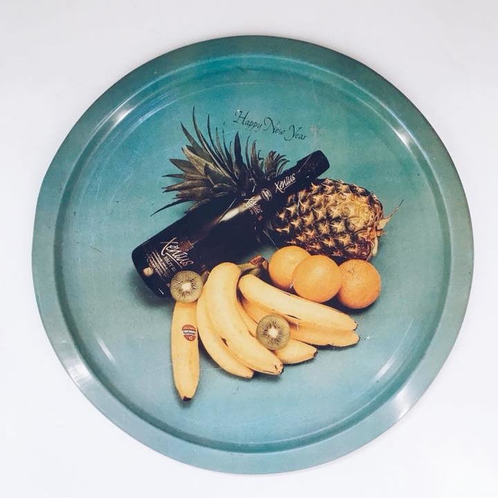 Таця (піднос) круглий з принтом Фрукти TR-012