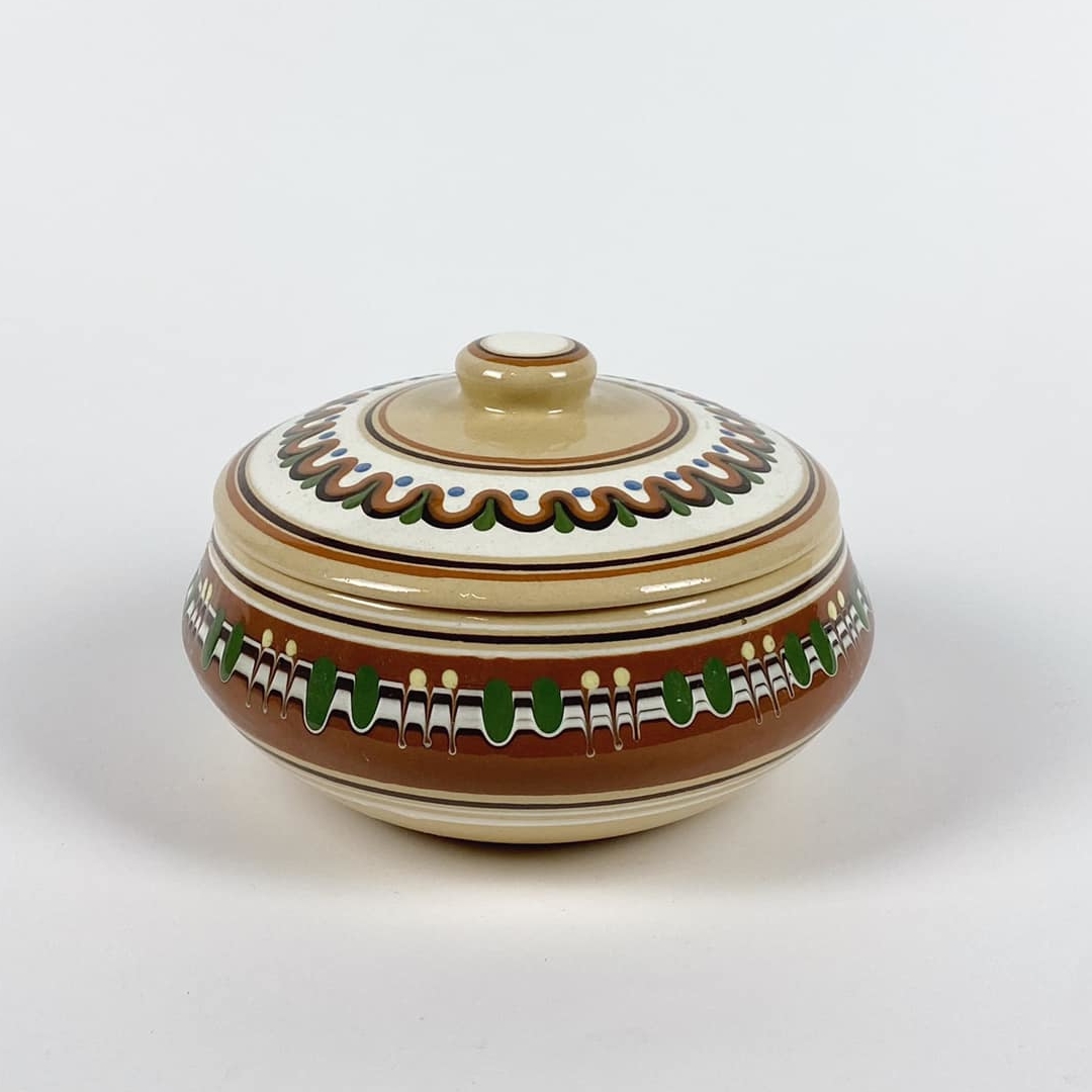 Миска з кришкою з розписом кераміка етно EN-001